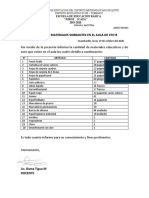 Informe de Materiales Existentes en El Aula de 4to B