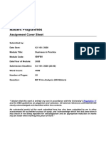 Masters Programmes: Assignment Cover Sheet