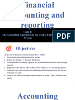 Topic 2. Accounting Equation and Double-Entry System