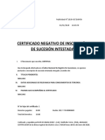 Modelo de Certificado Negativo de Inscripcion de Sucesion Intestada