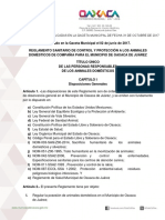 Reglamento Sanitario A Los Animales Domesticos de Compania