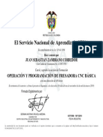 El Servicio Nacional de Aprendizaje SENA: Operación Y Programación de Fresadora CNC Básica