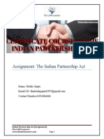 Assignment-The Indian Partnership Act: Name: Nitish Gupta Contact Number:8393084006