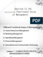 Introduction To The Different Functional Ares of Management