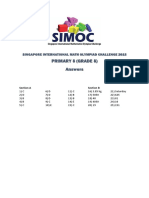 Primary 5 (Grade 5) Answers: Singapore International Math Olympiad Challenge 2015