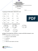 ENGLISH 1 Third Quarter Test 