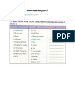 Worksheets For Grade 7: Chapter 01: Elements of Computer System