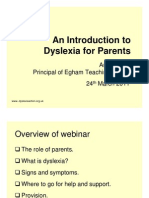 Public Lecture Webinar Slides: An Introduction To Dyslexia For Parents