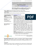 Comparison of English Writing Skill Between Public and Private Sector Schools Students at Secondary Level: in Pakistani Perspective