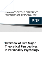 Summary of The Different Theories of Personality