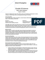 Grade 8 Science: 2021-2022 Syllabus