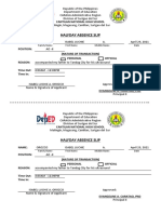 Halfday Absence Slip: Family Name First Name Middle Name Date