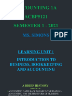 Accounting 1A ACBP5121 SEMESTER 1 - 2021: Ms. Simons