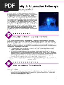 Producing A Gas: Activity 2: Alternative Pathways