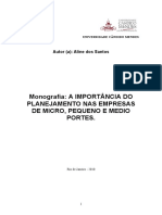 Monografia: A IMPORTÂNCIA DO Planejamento Nas Empresas de Micro, Pequeno E Medio Portes