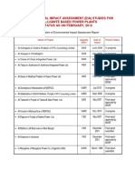 Environmental Impact Assessment (Eia) Studies For Coal/Lignite Based Power Plants Status As On February, 2012