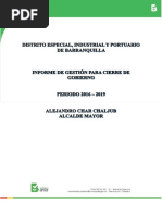 Alcaldía de Barranquilla. (2019) - Informe de Gestión, Cierre de Gobierno.