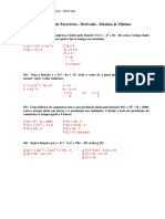 3º Lista de Exercícios - Derivada - Máximos & Mínimos