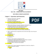 Chapter 1 - Operations and Productivity: Sbs Mba MGT 501 - Operation Management Multiple Choice Question