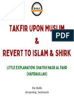 Takfir Upon Muslim (Nullifier) by Shaykh Nasr Al Fahd