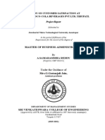 Master of Business Administration: A Study On Customer Satisfaction at Hindustan Coco-Cola Beverages PVT LTD, Tirupati