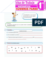 Noción de Números Pares para Primer Grado de Primaria 1