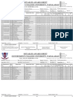 Detailed Award Sheet Government College University, Faisalabad