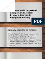 Content and Contextual Analysis of Selected Primary Sources in Philippine History