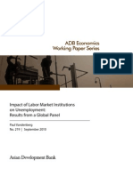 ADB Economics Working Paper Series: Impact of Labor Market Institutions On Unemployment: Results From A Global Panel