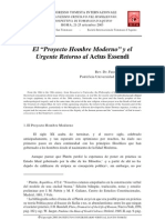 El Proyecto Hombre Moderno y El Urgente Retorno Al Actus Essendi