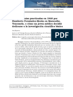 Las Lobotomías Practicadas en 1946 Por Humberto Fernández-Morán en Maracaibo, Venezuela, o Cómo Un Joven Médico Decidió Dedicarse A La Investigación Científica Básica