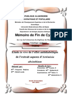 Etude in Vivo de L'effet Antidiabétique de L'extrait Aqueux D'artémisia Absinthium