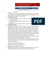 I. Competencia de La Practica: Reconocimiento de Materiales, Equipos E Instrumentos de Laboratorio