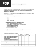 Evaluation Tool For The Learning Activity Sheets Edited 1