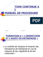 Formation Continue A L'audit-Manuel de Procedure Et L'inspection Et L'audit en Entreprise