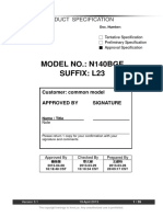 Model No.: N140Bge Suffix: L23: Product Specification