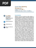 Marketing Management 1 by S Saibaba (MM1)