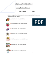 Literacy Practice Worksheet: Name: - Class & Section: - Date