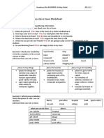 Unit 8 Writing Task: Describe A City or Town Worksheet 1: Pre-Writing