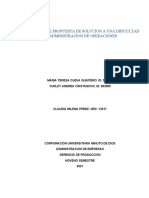 Informe Sobre Propuesta de Solucion A Una Dificultad de Administracion de Operaciones