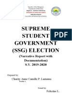 Supreme Student Government (SSG) Election: (Narrative Report With Documentation) S.Y. 2019-2020