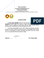 Consent Form, Will Receive The Award of Academic Excellence Awardees, Do Hereby Allow The College of Teacher Education and The College