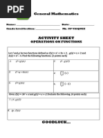 Activity Sheet: General Mathematics