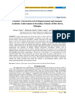 Perceived Level of Teacher' Empowerment and Students' Academic Achievement in Secondary Schools of Dire Dawa, Ethiopia.