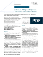 Valores de Pruebas Tiroideas (TSH y T4 Libre) en Una Población Adulta de La Ciudad de Medellín, Colombia