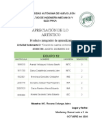 Apreciación de Lo Artístico: Producto Integrador de Aprendizaje