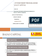 Summer Internship Programme Bajaj Capital: "Consumer Behavior Towards Insurance Product" Bajaj Capital Limited