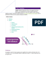 Linear Equations in Two Variables: Table of Contents