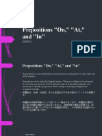 LESSON 22 Prepositions On, At, in