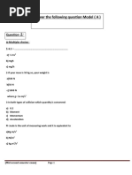 Answer The Following Question Model (A)